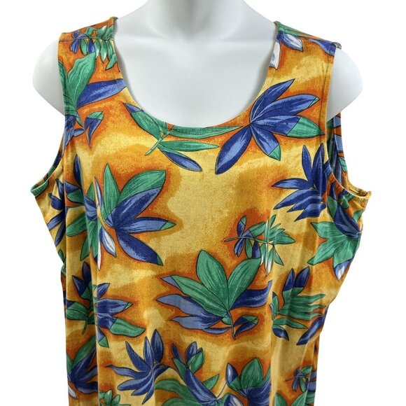 3X Tropical Sleeveless Summer Dress Comfy Flowy Vacation By Classic Elements - Picture 3 of 10